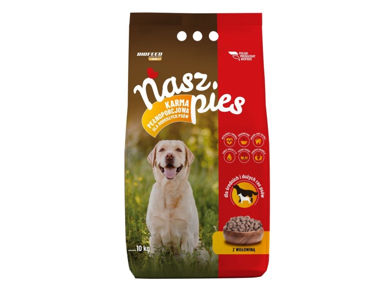 BIOFEED Nasz Pies medium & large Beef - dry dog food - 15kg DLPBFDKAS0002 – BIOFEED Храна за кучета