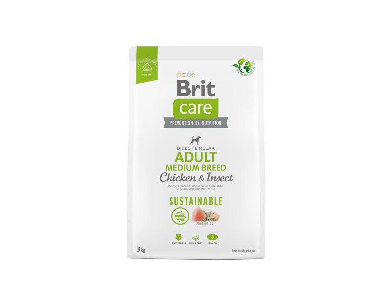 BRIT Care Dog Sustainable Adult Medium Breed Chicken & Insect - dry dog food - 3 kg BRIT Care Dog Sustainable Adult Medium Breed Chicken & Insect - dry dog food - 3 kg 100-172176 – Brit Храна за кучета
