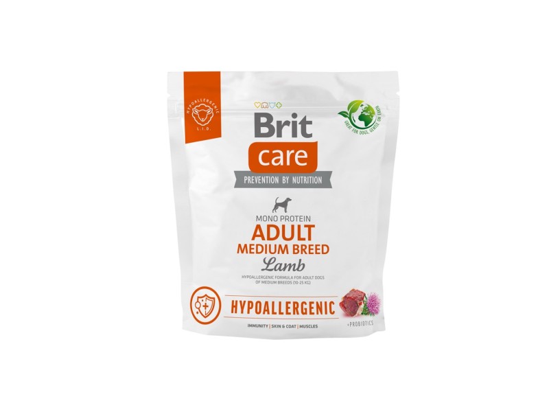 BRIT Care Hypoallergenic Adult Medium Breed Lamb - dry dog food - 1 kg BRIT Care Hypoallergenic Adult Medium Breed Lamb - dry dog food - 1 kg 100-172214 – Brit Храна за кучета