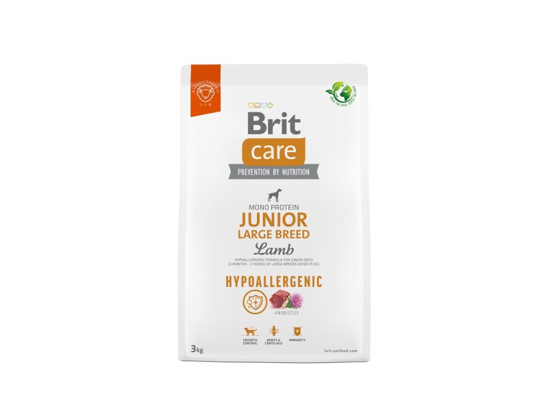 BRIT Care Hypoallergenic Junior Large Breed Lamb - dry dog food - 3 kg 100-172218 – Brit Храна за кучета