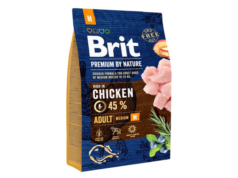 BRIT Premium by Nature Adult M - dry dog food Chicken - 8 kg DLZRITKSP0073 – Brit Храна за кучета