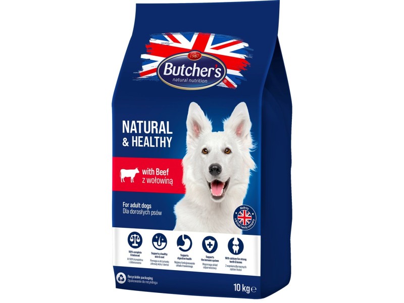 BUTCHERS Natural&Healthy with beef - dry dog food - 10 kg DLZBHRKSP0005 – Butchers Храна за кучета