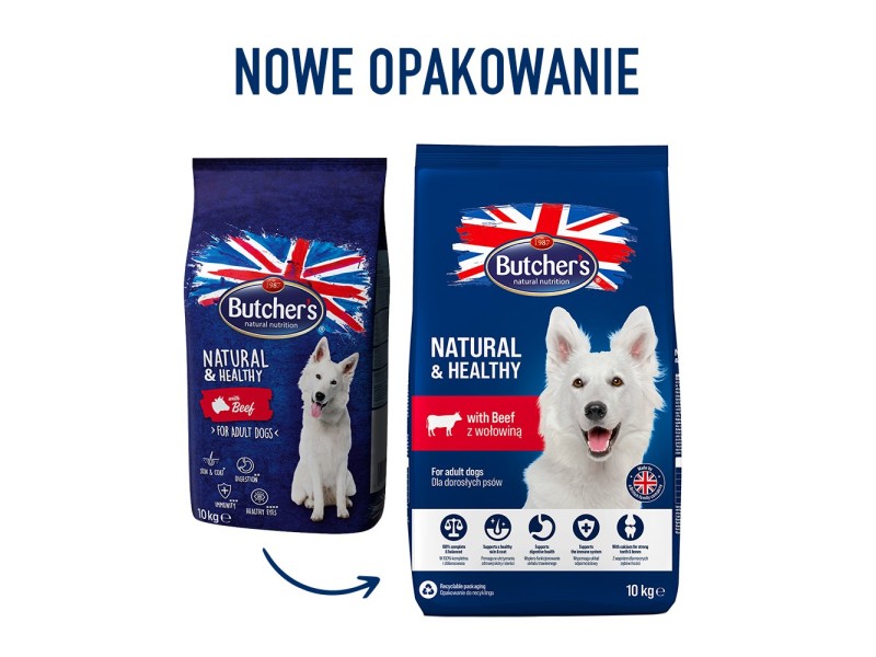 BUTCHERS Natural&Healthy with beef - dry dog food - 10 kg DLZBHRKSP0005 – Butchers Храна за кучета