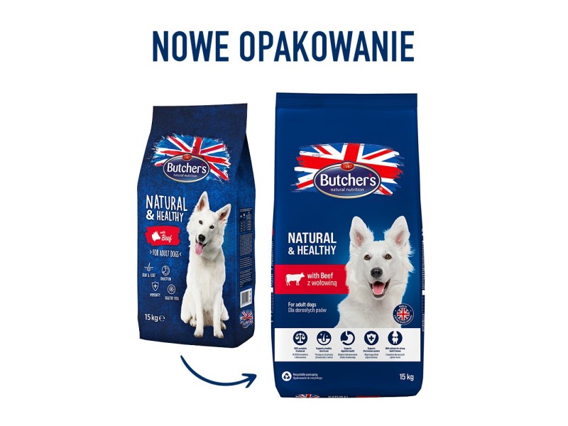 BUTCHERS Natural&Healthy with beef - dry dog food - 15 kg DLZBHRKSP0007 – Butchers Храна за кучета