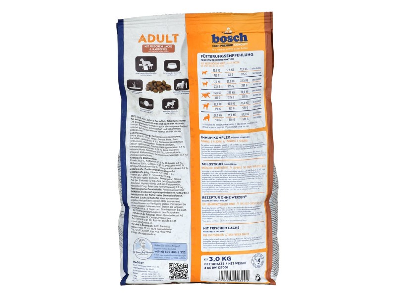 Bosch 09030 Adult Salmon Potato  3 kg DLZBOCKAR0051 – BOSCH Храна за кучета