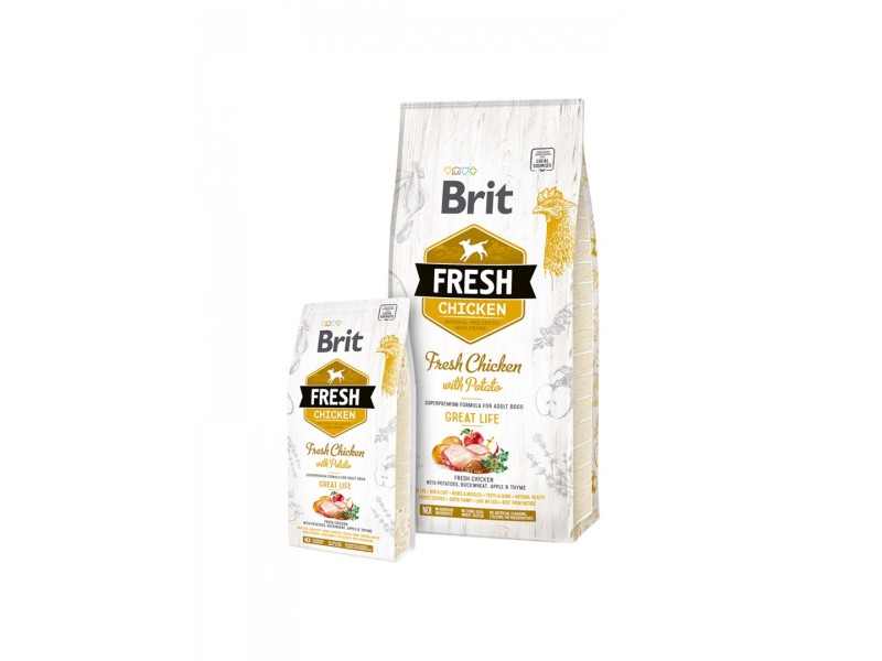 Brit Fresh 12 kg Adult Apple, Buckwheat, Chicken, Potato AMABEZKAR3981 – Brit Храна за кучета
