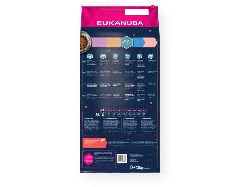 EUKANUBA Adult Small&Medium Salmon - dry dog food - 12kg DLPEUKKAS0028 – EUKANUBA Храна за кучета