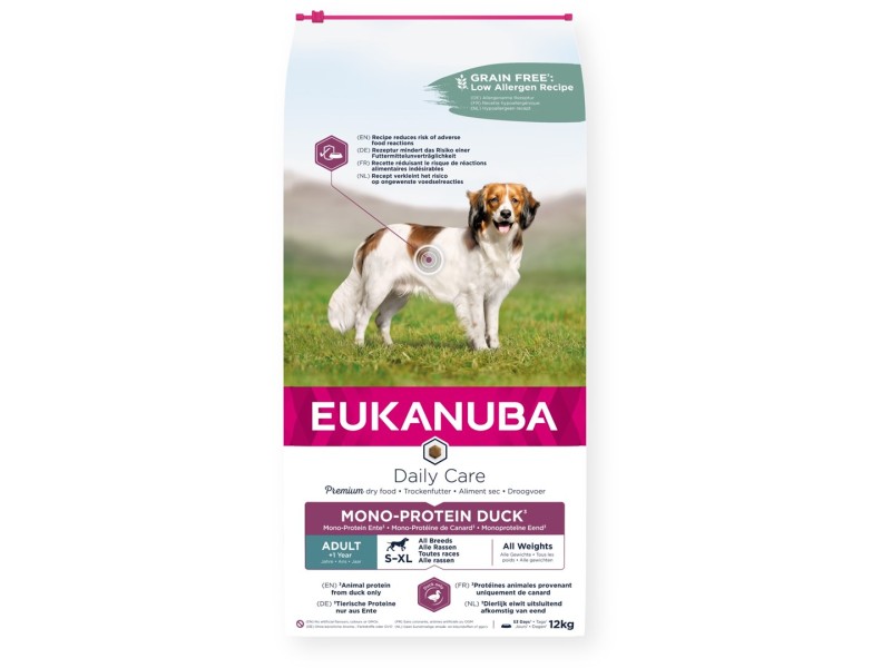 EUKANUBA Daily Care Mono-Protein Adult All Breed Duck - dry dog food - 12kg DLPEUKKAS0039 – EUKANUBA Храна за кучета