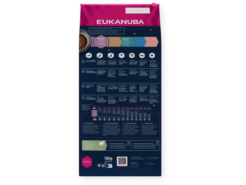 EUKANUBA Grain Free Puppy Large&Giant Lamb - dry dog food - 12kg DLPEUKKAS0033 – EUKANUBA Храна за кучета
