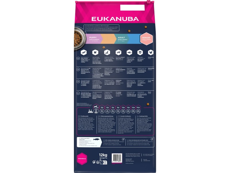 EUKANUBA Grain Free Senior small/medium breed, Ocean fish - dry dog food - 12 kg DLPEUKKAS0018 – EUKANUBA Храна за кучета