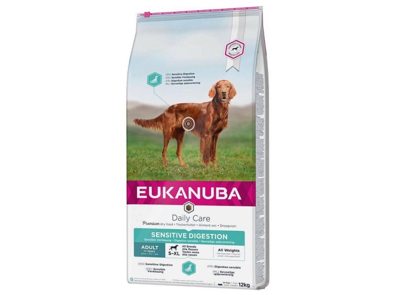 Eukanuba Daily Care Adult Sensitive Digestion - dry dog food - 12 kg Eukanuba Daily Care Adult Sensitive Digestion - dry dog food - 12 kg DLZEUKKSP0090 – EUKANUBA Храна за кучета