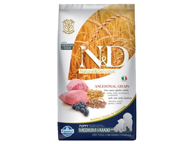 FARMINA N&D Ancestral Grain Puppy Medium&Maxi Lamb - dry dog food - 12 kg PND1200039 – Farmina Храна за кучета