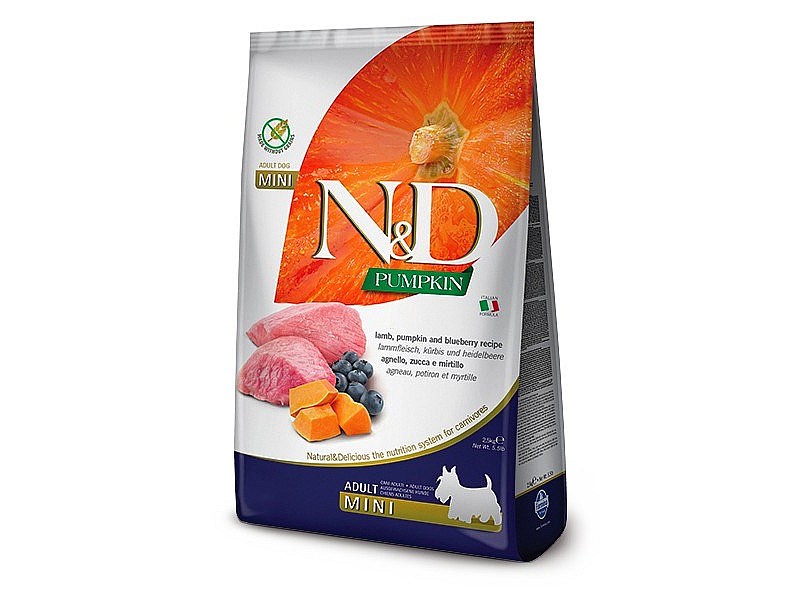 FARMINA N&D GF PUMPKIN DOG LAMB&BLUEBERRY ADULT MINI 7kg PND070201S – Farmina Храна за кучета