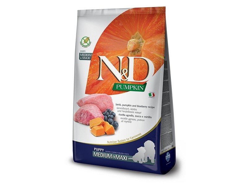 FARMINA N&D GF PUMPKIN DOG LAMB&BLUEBERRY PUPPY MEDIUM/MAXI 12kg PND120750S – Farmina Храна за кучета