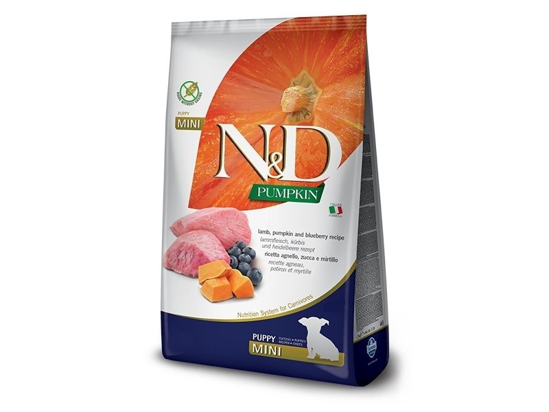 FARMINA N&D GF PUMPKIN LAMB&BLUEBERRY PUPPY MINI - DRY FOOD FOR DOGS - 7kg PND070200S – Farmina Храна за кучета