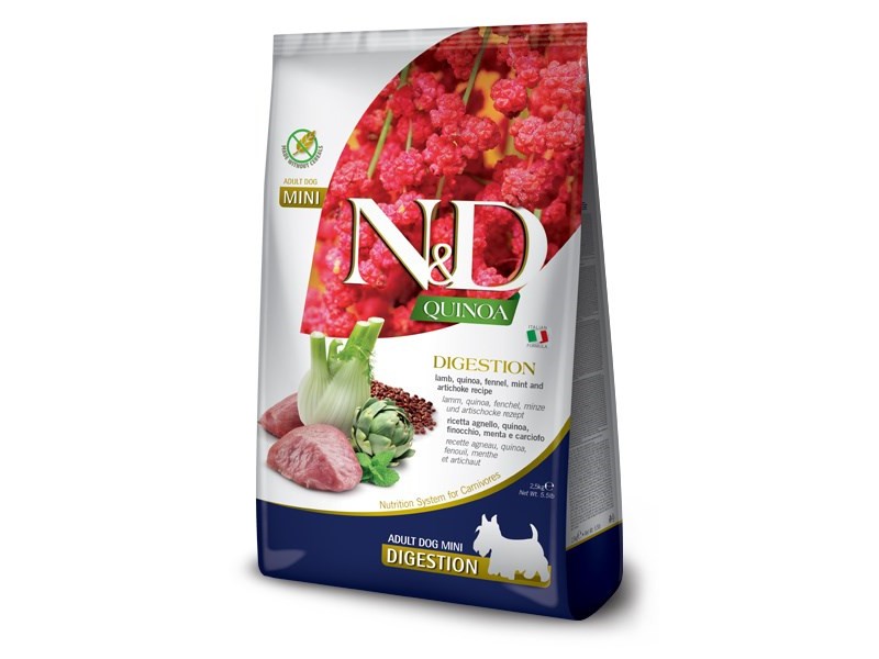 FARMINA N&D N&D Quinoa Digestion Lamb Mini Adult - dry dog food - 800g PND0080080 – Farmina Храна за кучета