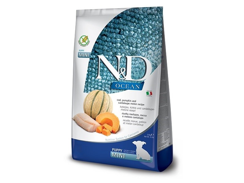 FARMINA N&D Ocean Dog Cod, Pumpkin, Cantaloupe Melon Puppy Mini - dry dog food - 2.5 kg PND0250119 – Farmina Храна за кучета