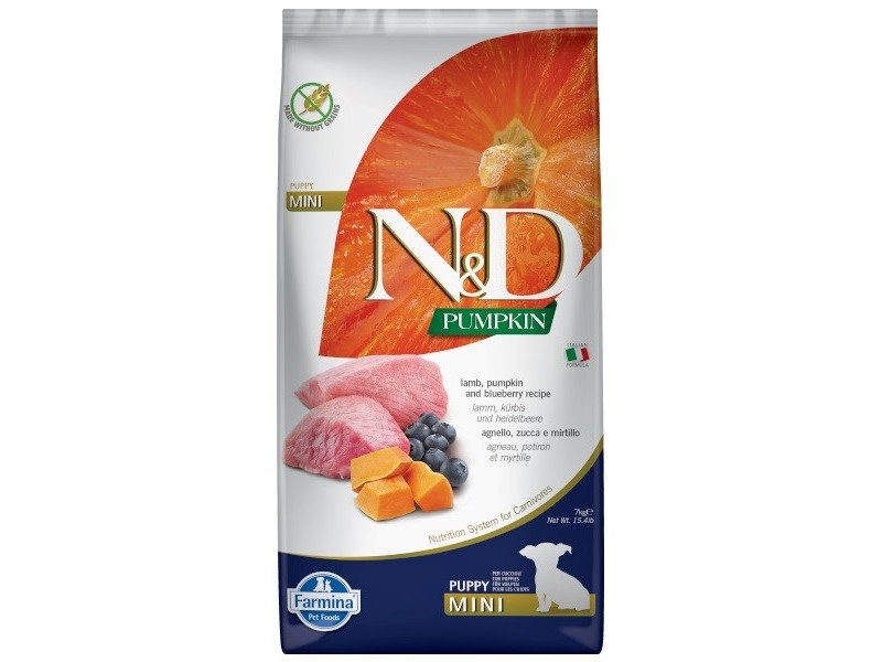 FARMINA N&D Pumpkin Lamb&Blueberry Puppy Mini - dry dog food - 7kg DLSFRMZWI0087 – Farmina Храна за кучета