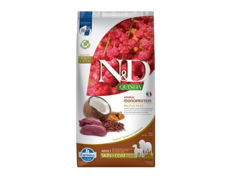 FARMINA N&D Quinoa Dog Skin&Coat Venison&Coconut Adult Medium&Maxi - dry dog food - 7 kg DLPFRMKAS0026 – Farmina Храна за кучета