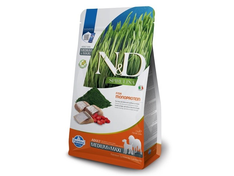 FARMINA N&D Spirulina Herring Adult Med/Maxi - dry dog food - 7 kg DLPFRMKAS0036 – Farmina Храна за кучета