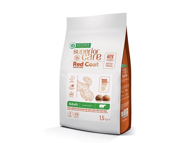 NATURES PROTECTION Superior Care Red Coat Grain Free Adult Small Lamb - dry dog ​​food - 1.5 kg DLPNPOKAS0015 –  Храна за кучета