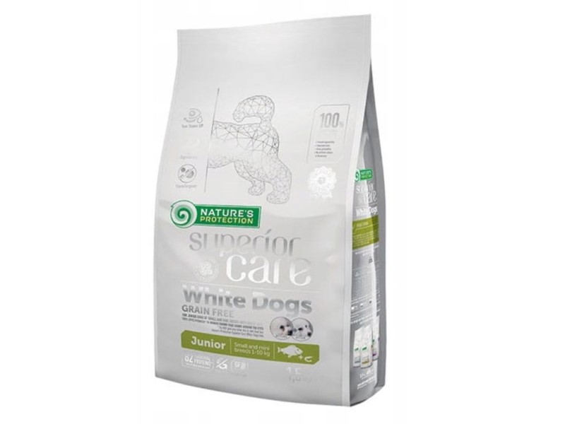 NATURES PROTECTION Superior Care White Dogs Grain Free Junior Small Białoryba - dry food for puppies - 1.5 kg DLPNPOKAS0003 –  Храна за кучета