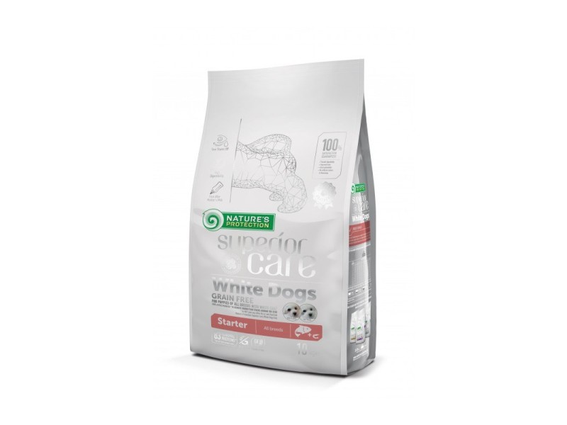 NATURES PROTECTION Superior Care White Dogs Grain Free Starter Salmon - dry food for white-coated puppies - 10 kg NATURES PROTECTION Superior Care White Dogs Grain Free Starter Salmon - dry food for white-coated puppies - 10 kg DLPNPOKAS0002 – Храна за кучета