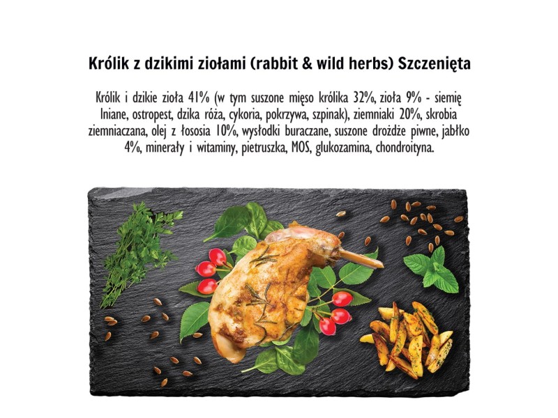 PAKA ZWIERZAKA Puppy Rabbit with wild herbs S - dry dog food - 1,5kg DLPPZWKAS0004 –  Храна за кучета