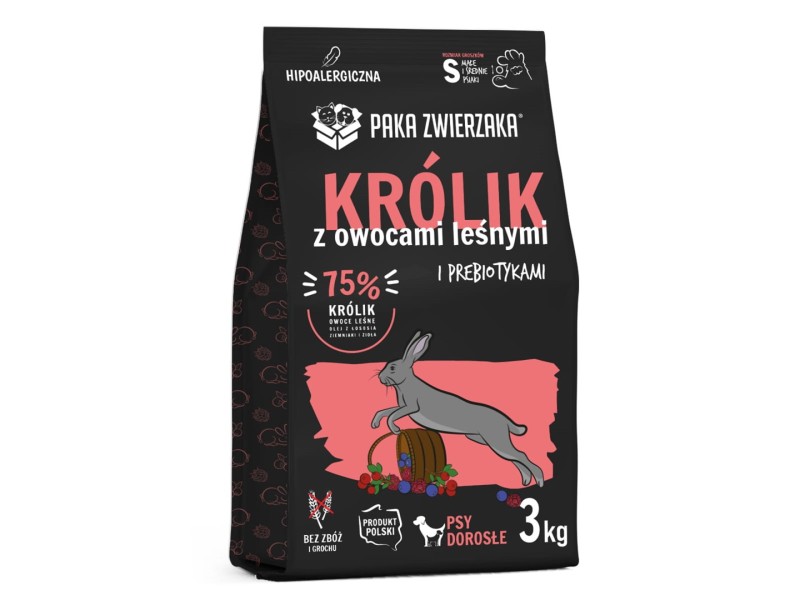 PAKA ZWIERZAKA Rabbit with forest fruits S - dry dog food - 3kg DLPPZWKAS0006 –  Храна за кучета