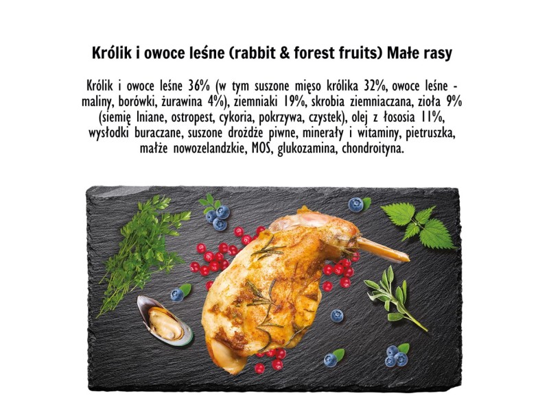 PAKA ZWIERZAKA Rabbit with forest fruits S - dry dog food - 3kg DLPPZWKAS0006 –  Храна за кучета