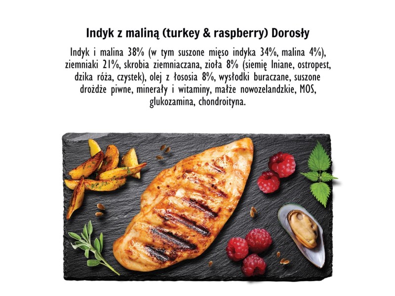 PAKA ZWIERZAKA Turkey with raspberry M - dry dog food - 1,5kg DLPPZWKAS0001 –  Храна за кучета