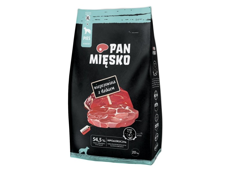 PAN MIĘSKO Pork with wild boar XL - dry dog food - 20kg DLPPMIKAS0028 – PAN MIĘSKO Храна за кучета