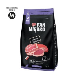PAN MIĘSKO Veal with Lamb Senior Crunchy M - Dry Dog Food - 20kg
