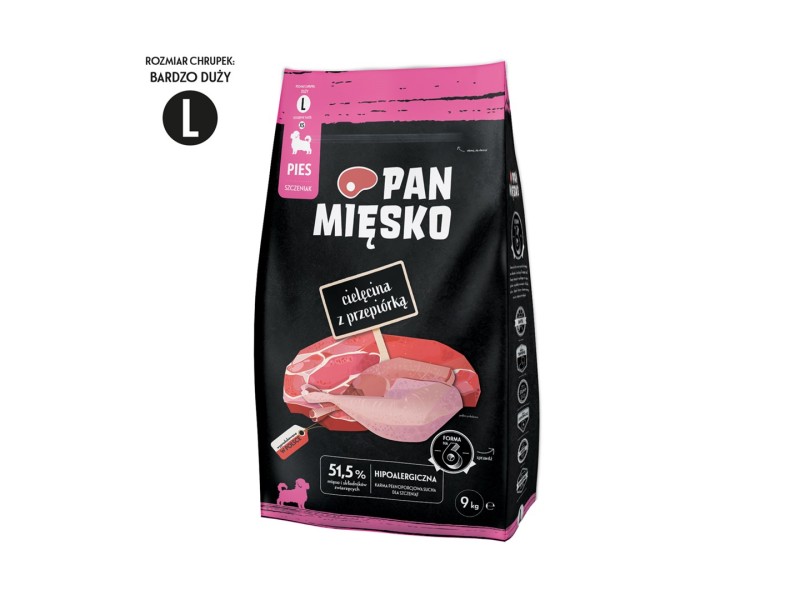PAN MIĘSKO Veal with quail L - dry food for puppies - 9kg DLPPMIKAS0032 – PAN MIĘSKO Храна за кучета