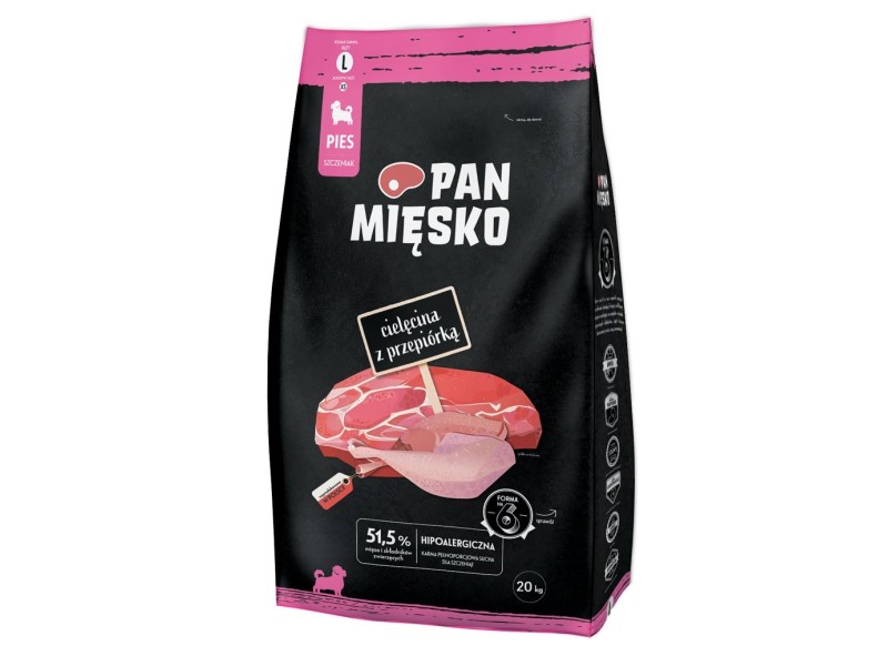 PAN MIĘSKO Veal with quail L puppy - dry dog food - 20kg DLPPMIKAS0025 – PAN MIĘSKO Храна за кучета