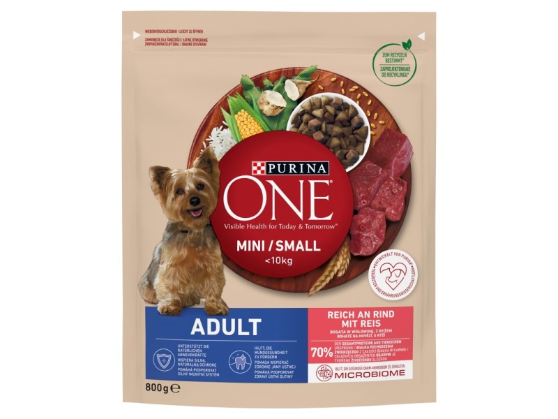 PURINA One Mini Adult Beef, Rice - Dry Dog Food - 800 g DLZPUIKSP0093 – PURINA NESTLE Храна за кучета
