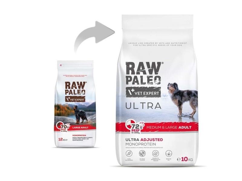 RAW PALEO Ultra Medium&Large Adult Beef - dry dog food - 10 kg RAW PALEO Ultra Medium&Large Adult Beef - dry dog food - 10 kg DLPVEEKAS0006 – VetExpert Храна за кучета