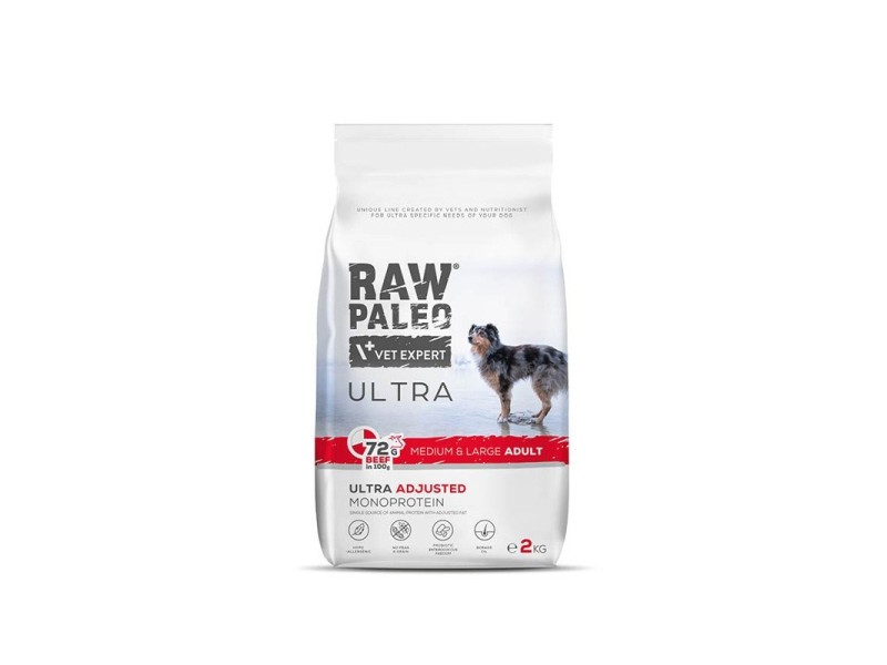 RAW PALEO Ultra Medium&Large Adult Beef - dry dog ​​food - 2 kg DLPVEEKAS0007 – VetExpert Храна за кучета