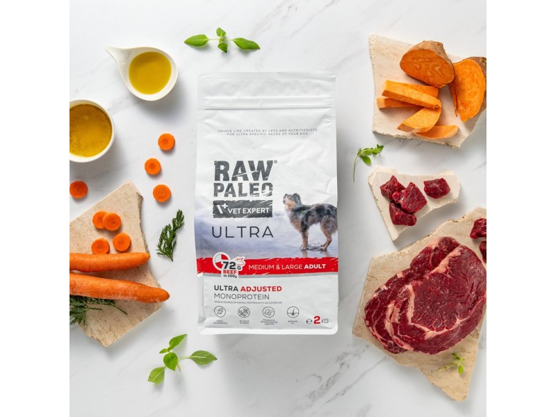 RAW PALEO Ultra Medium&Large Adult Beef - dry dog ​​food - 2 kg DLPVEEKAS0007 – VetExpert Храна за кучета