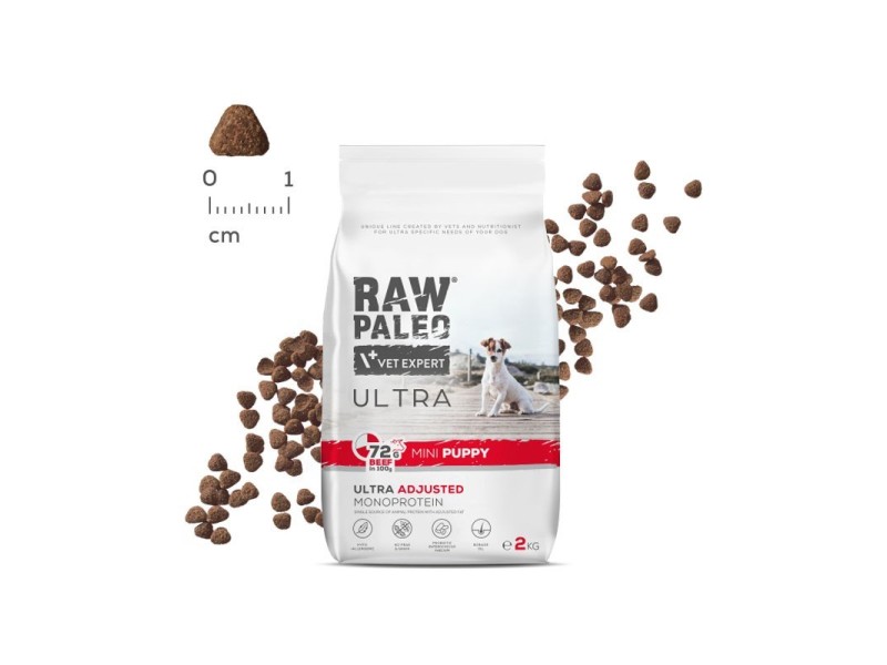 RAW PALEO Ultra Mini Puppy Beef - dry food for puppies of small breeds - 2 kg DLPVEEKAS0003 – VetExpert Храна за кучета