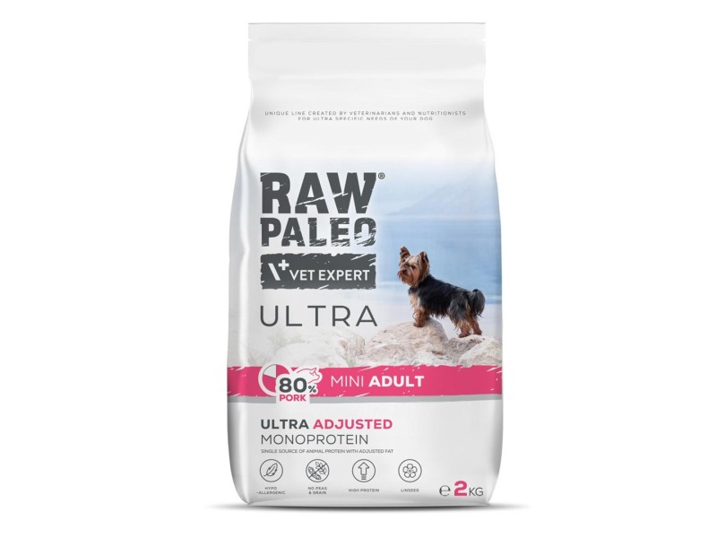 RAW PALEO Ultra Pork Mini Adult - dry dog food - 2kg DLPVEEKAS0028 – VetExpert Храна за кучета
