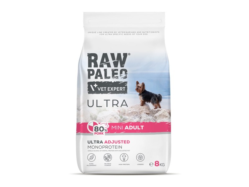 RAW PALEO Ultra Pork Mini Adult - dry dog food - 8kg DLPVEEKAS0029 – VetExpert Храна за кучета