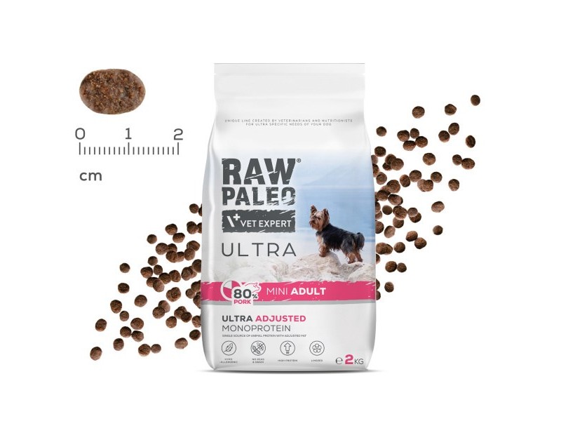 RAW PALEO Ultra Pork Mini Adult - dry dog food - 8kg DLPVEEKAS0029 – VetExpert Храна за кучета