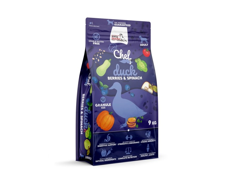 SYTA MICHA Chef Duck, berries and spinach - dry dog food - 9kg DLPSMHKAS0012 – SYTA MICHA Храна за кучета