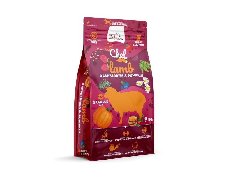 SYTA MICHA Chef Puppy Lamb, raspberries and pumpkin - dry dog food - 9kg DLPSMHKAS0015 – SYTA MICHA Храна за кучета