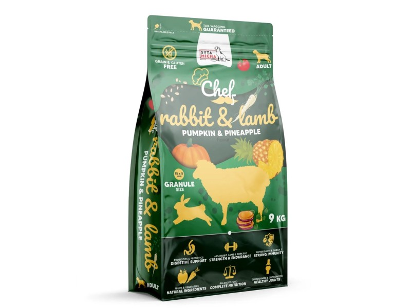 SYTA MICHA Chef Rabbit, lamb with pumpkin and pineapple - dry dog food - 9kg DLPSMHKAS0006 – SYTA MICHA Храна за кучета