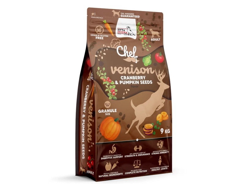 SYTA MICHA Chef Venison with cranberry and pumpkin seeds - dry dog food - 9kg DLPSMHKAS0004 – SYTA MICHA Храна за кучета