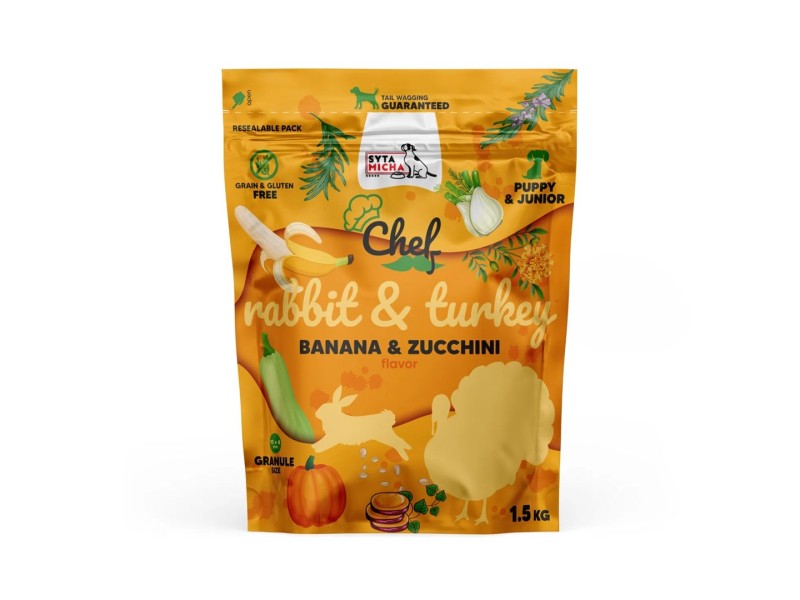 SYTA MICHA Chef rabbit with turkey junior - dry dog food - 1.5kg DLPSMHKAS0002 – SYTA MICHA Храна за кучета