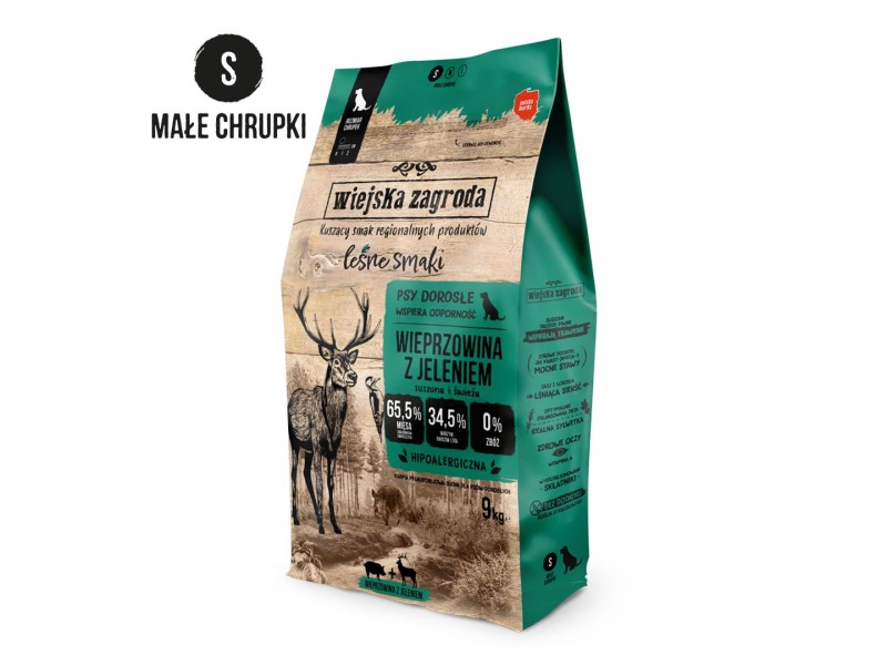 WIEJSKA ZAGRODA Forest Flavors Pork with Venison Crunchy S - dry food for dogs - 9kg DLPWZAKAS0033 – wiejska zagroda Храна за кучета