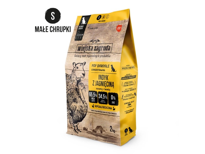 WIEJSKA ZAGRODA Turkey with Lamb Crunchy S - dry food for dogs - 2kg DLPWZAKAS0032 – wiejska zagroda Храна за кучета